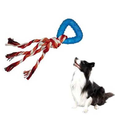 Imagem de Brinquedo Mordedor com Corda Triangulo Pingente para Cachorro (Azul)