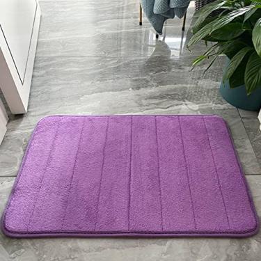 Imagem de Tapete de banheiro de espuma viscoelástica, antiderrapante, absorvente, forro ultramacio, tapete para banheiro, cozinha, corredor, banheiro, sala de estar, roxo, 61 x 91 cm