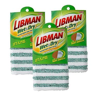 Imagem de Libman Recargas de esfregão de microfibra úmida e seca | Esfregão de poeira para pisos de madeira | Esfregão de parede | Esfregões para limpeza de chão | 3 esfregões de microfibra no total incluídos