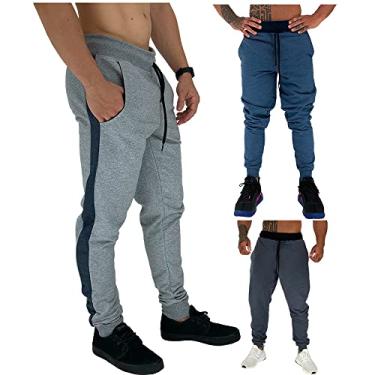Imagem de Kit 3 Calças Masculina Moletom MXD Conceito Slim Jogger Casual Cores Tradicionais Academia Lazer Treino Passeio