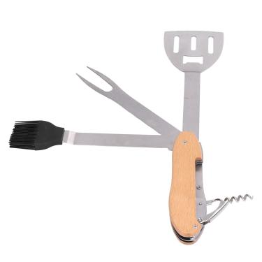 Imagem de Conjunto de utens¨ªlios de acampamento dobr¨¢vel,conjunto de ferramentas para churrasco 5 em 1, esp¨¢tula multifuncional, garfo, abridor de garrafas, mochila de viagem port¨¢til, talheres, alimenta?