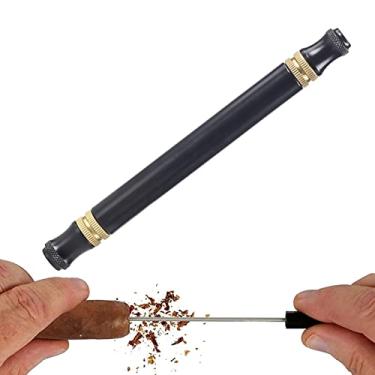 Imagem de 4 em 1 multiferramenta tamanho duplo charuto punhador com desenho de charuto ultra afiado punção de charuto ferramenta de charuto para charuto pequeno a grande, preto