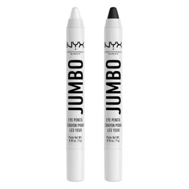 Imagem de NYX PROFESSIONAL MAKEUP Lápis de olho jumbo, bastão de sombra misturável e lápis delineador - leite e feijão preto (pacote com 2)