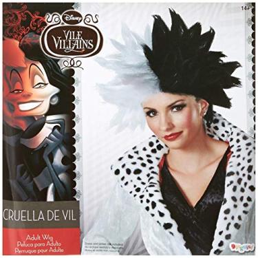 Imagem de Disguise Peruca feminina Disney 101 Dálmatas Cruela de Vil Deluxe para fantasia adulta, Preto/branco, tamanho nico