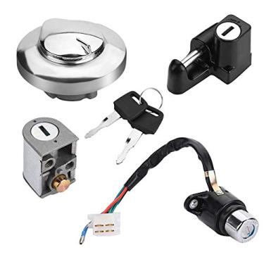 Imagem de Senyar Trava de ignição, interruptor de ignição de motocicleta tampa de gás de combustível para chaves de bloqueio de assento ferramentas de espalhamento de freio para