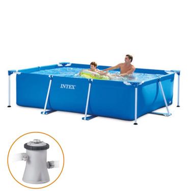 Imagem de Piscina Estrutural Retangular 3.834 Litros Pvc Armação + Bomba Filtrante Intex