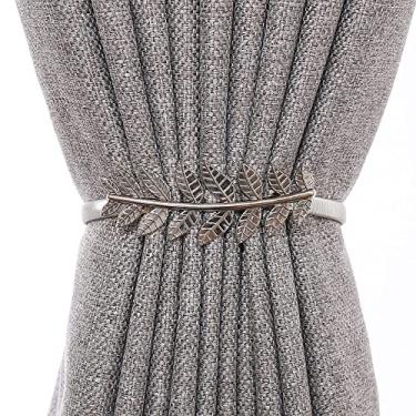 Imagem de Correia de cortina de mola de metal vento nórdico alça de cortina de decoração de janela de folha suportes de cortina tiebacks, T8,2 PCS