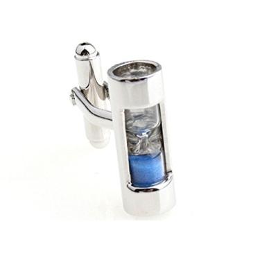 Imagem de MRCUFF Sand Temporizador Ampulheta Azul Steampunk Sandtimer Par de Abotoaduras na Apresentação Caixa de Presente e Pano de Polimento