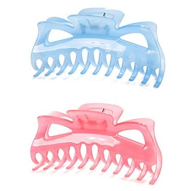 Imagem de Prettyou 5,5 polegadas Grande Cristal Plástico Grampos de Cabelo Banana para Mulheres, Pacote com Dois (Tamanho No. 6)
