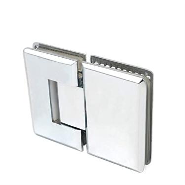 Imagem de Yeah-hhi Acessórios de dobradiça de armário de fechamento suave para móveis, 2 peças prata resistente 180 graus dobradiças de porta de chuveiro de vidro laminado para painéis de vidro de 8 a 12 mm de espessura (acabamento escovado)