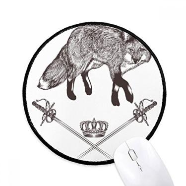 Imagem de DIYthinker Tapete de rato de espada de raposa animal estilo barroco desktop escritório tapete redondo para computador