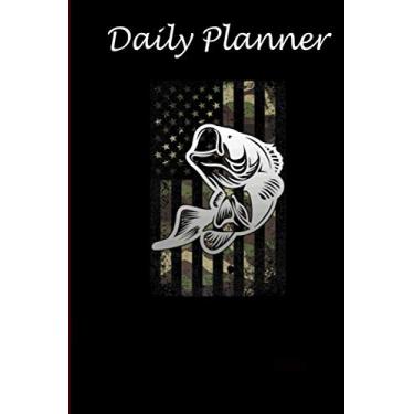 Imagem de Daily Planner - Fishing notebook Camouflage USA Flag Gift for Bass Fisherman: Daily planner 2021, US map, US holiday, 6x9 inch, 136 pages