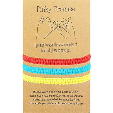 Imagem de VU100 Pulseiras à prova d'água para 3 melhores amigos de longa distância combinando amizade Pinky promessa relacionamento pulseira desejo joias presente para aniversário formatura