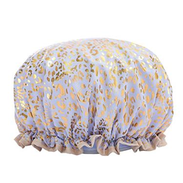 Imagem de Impressão Na Touca De Banho De Banho De Banheira Touca De Banho Com Faixa Elástica De Dupla Camada Reutilizável À Prova D'água Para Chuveiro De Salão De Spa Para Spa