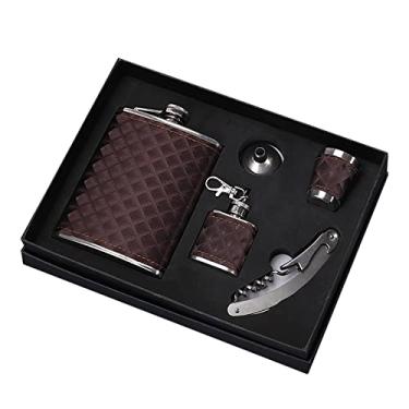 Imagem de Conjunto de frascos de bebida para homens de 236 ml, 1 xícara de aço inoxidável, 1 saca-rolhas, 1 mini funil, 1 mini frasco para marido, Natal, aniversário