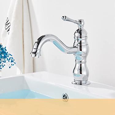 Imagem de Torneira de lavatório de latão antigo 5 cores montada no convés com alça única para banheiro guindaste bico longo pia lavatório torneira misturadora quente e fria, 3
