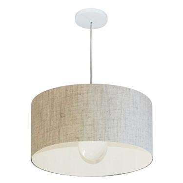 Imagem de Lustre Pendente Cilíndrico Cúpula Tecido 45x30 cm, Vivare Iluminação, Pendente4205 RST, Rustico Bege, Médio