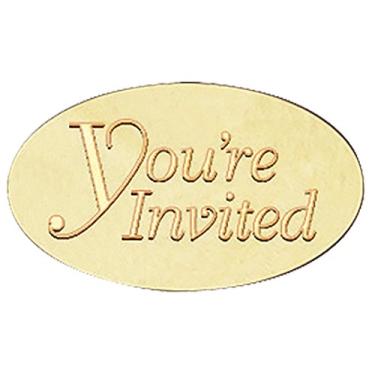 Imagem de Vedantes ovais em relevo You're Invited, 30 unidades, Dourado