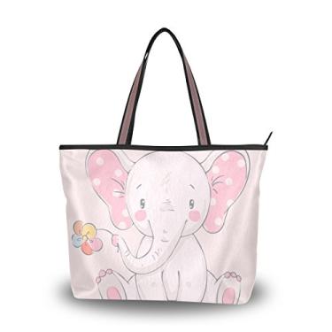 Imagem de ColourLife Linda bolsa de ombro com elefante rosa e alça superior para mulheres, Colorido., Medium