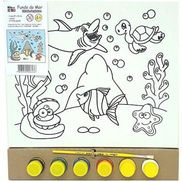 Imagem de Kit Pintura Tela 25x30 cm - Fundo do Mar - Kits for Kids