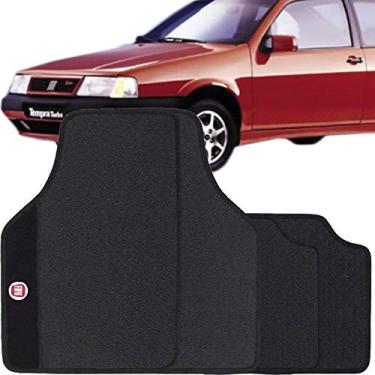 Imagem de Jogo de Tapete Borracha Pvc Universal Fiat Tempra 2001 02 03 04 05 Preto Bordado Carpete Antiderrapante Impermeável