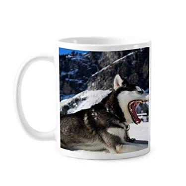 Imagem de Caneca de cerâmica com imagem de cachorro Snow Husky Caneca de cerâmica café porcelana louça