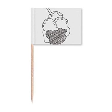 Imagem de Tigela preta para biscoitos, bola de sorvete, bandeiras de palito de dentes, enfeite de festa