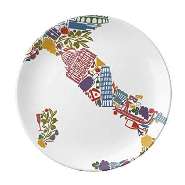 Imagem de Mapa da Itália Prato de arquitetura com bandeira nacional decorativa de porcelana Salver Prato de jantar