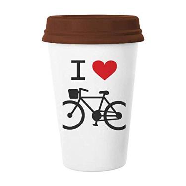Imagem de Caneca com estampa de bicicleta I Love Red Heart Caneca de vidro bebendo cerâmica copo tampa