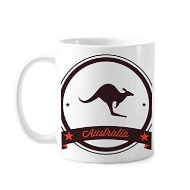 Imagem de Caneca de cerâmica com emblema de Canguru com sabor australiano, xícara de porcelana e café