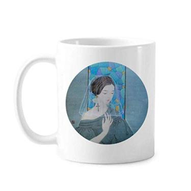 Imagem de Blue Beauty – Caneca de pintura chinesa com fio branco e cerâmica