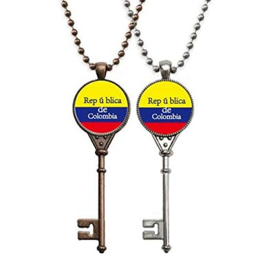Imagem de OFFbb-USA Bandeira Nacional Colômbia Chaveiro Inglês Colar Pingente Joias Decoração de Casal