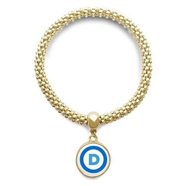 Imagem de DIYthinker Pulseira dourada azul com pingente redondo e pingente do Partido Democrático da América Emblema