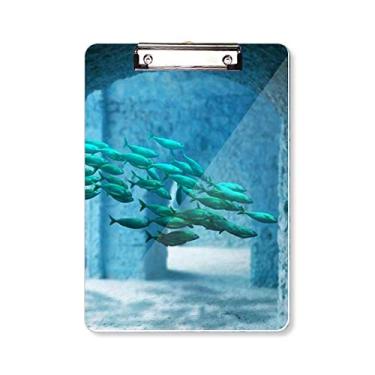 Imagem de Prancheta com imagem da natureza de peixe oceano, pasta, bloco de notas A4