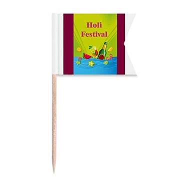 Imagem de Sinalizadores de palitos de azevinho em cores quentes vermelhas com cores quentes para festas, bolos, alimentos e queijos