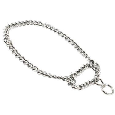 Imagem de Colarinho de metal martingale de corrente única para cachorro semiasfixia, cromado, 8 tamanhosDogs My Love 3mm Link: 16" Closed-18.5" Open prata Z-Single-3-50