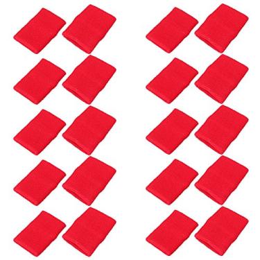 Imagem de Mallofusa Pacote com 10 Pulseiras de Basquete Esportivas Coloridas Absorventes de Futebol Festa ao Ar Livre, Vermelho, Standard