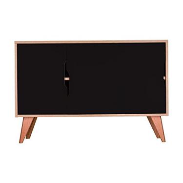 Imagem de Aparador Buffet Retrô com 3 Portas Murano Carvalho e Preto