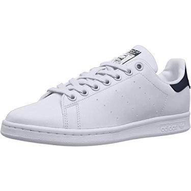 Imagem de adidas Originals Tênis feminino Stan Smith, Branco/Branco/Azul-marinho, 10