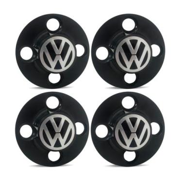 Imagem de Jogo Calota Centro Roda Ferro Vw Gol G7 Emblema Preto - Gfm - Calotinh