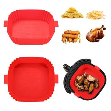 Imagem de Sttargxing Pote de silicone para fritadeira a ar, forros reutilizáveis de 17 cm para fritadeira a ar, acessórios de rack de fritadeira a ar, forro de silicone para substituição do forro de pergaminho de papel cesta de fritadeira a ar serve para fritadeira a ar