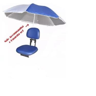 Imagem de Cadeira Barco c/suporte guarda Sol giratória estofada dobrável (Azul)