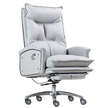 Imagem de Cadeira de escritório alta em couro, cadeira ergonômica para computador com tecnologia AIR e camadas inteligentes de espuma Premium Elite, cadeira de escritório giratória macia em couro preto com