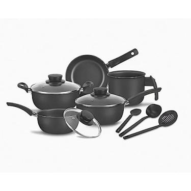 Imagem de Conjunto 8 Peças Panelas Teflon Antiaderente Tampa De Vidro preto