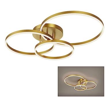 Imagem de Lustre Aneis Infinito 3 em 1 Perfil Luminaria Orbital Arco Luxo Moderno Decorativo Sala Quarto Comercial Residencial Ambiente Iluminaçao