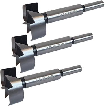 Imagem de Kit 3 Broca Forstner 35Mm Furadeira Madeira Dobradiça Caneco