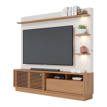 Imagem de Estante Home Theater Campeche para TV de 70 - Colibri Freijó/Off White Matte