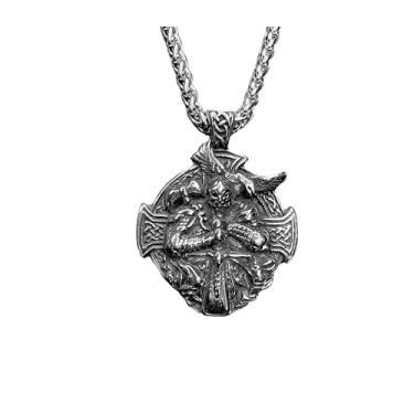 Imagem de Colar Masculino Nórdico Elegante Odin Cordão Viking em Aço Inoxidável Cor:Prata