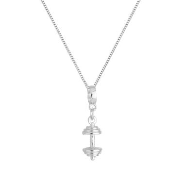 Imagem de Colar Pingente Supino de Academia Banhado a Prata 925