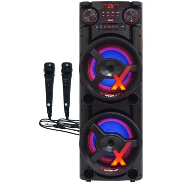 Imagem de Caixa Som Amplificada Bluetooth 1900W Rms Woofer Usb Led Tws Bivolt + 2 Microfones ACA 1900 New X